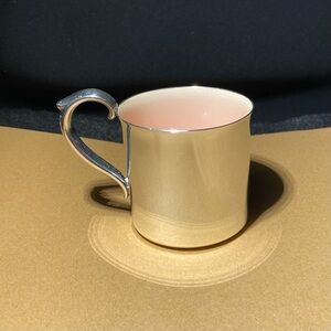 Vintage Reed & Barton Silver Plated Baby Keepsake Cup with Pink Enamel Interior